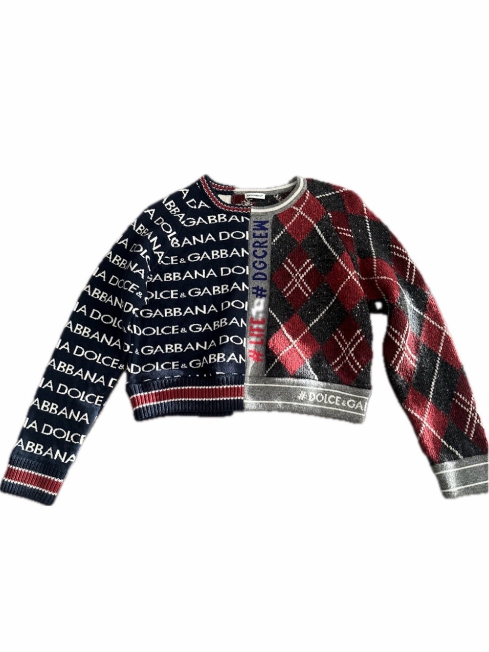 DOLCE & GABBANA Girls Mixed-Pattern Knit Sweater